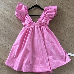 For Love And Lemons Pink Ruffled Mini Dress